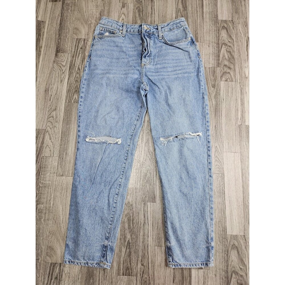 Forever 21 Jeans Women 30 Distressed High Rise‎ Straight Button Fly Denim